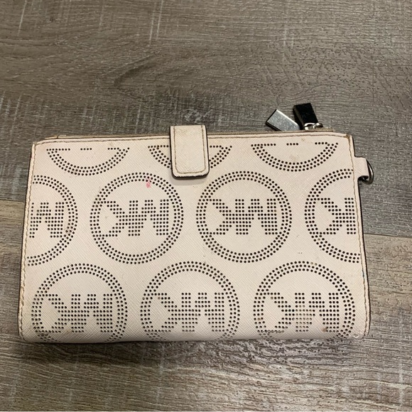Michael Kors Voyager East West Tote Bag Optic White Die Cut Logo & Wallet - Picture 13 of 14